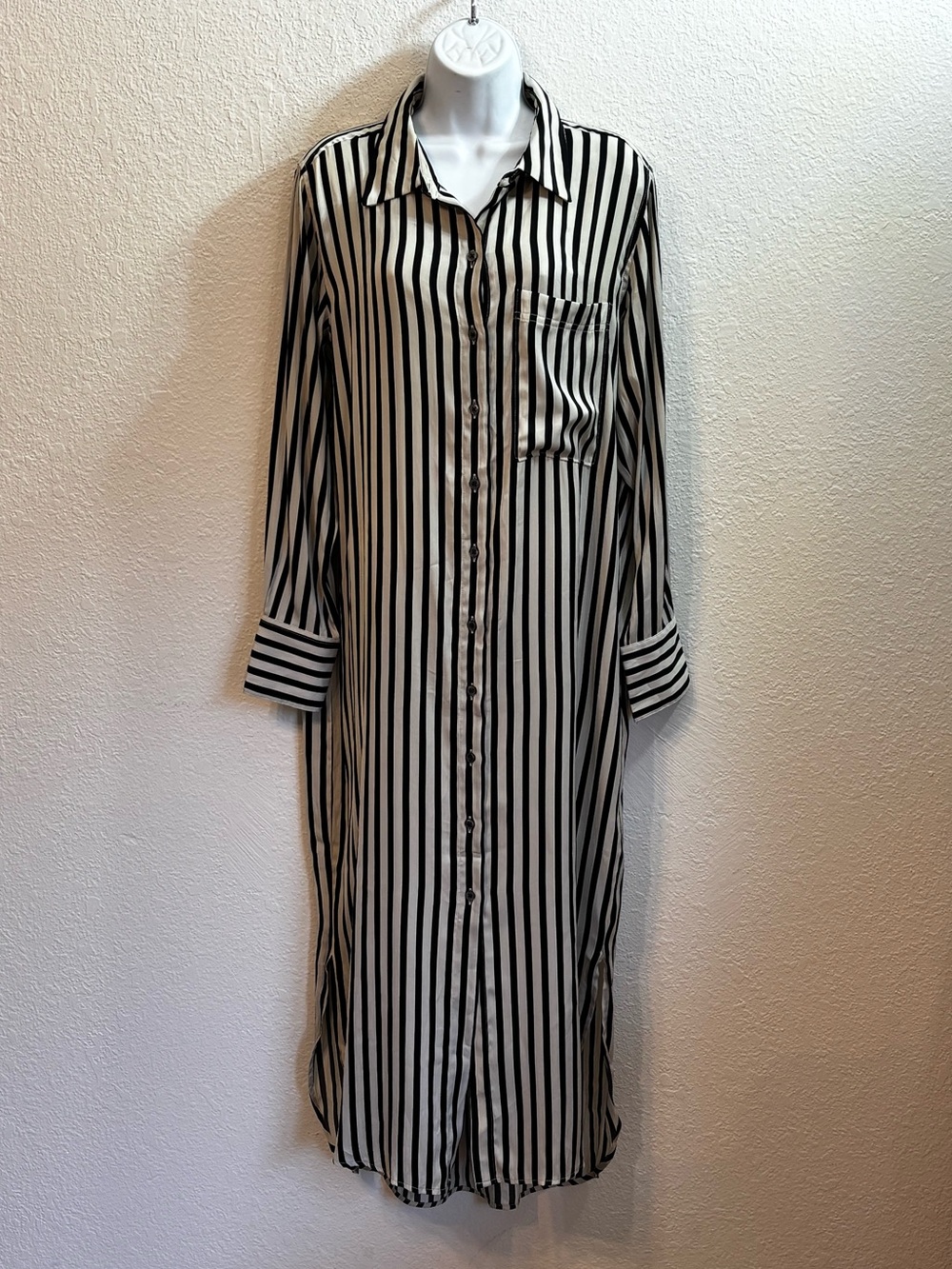Banana Republic Factory Satin Stripe Maxi Shirt Dress Medium